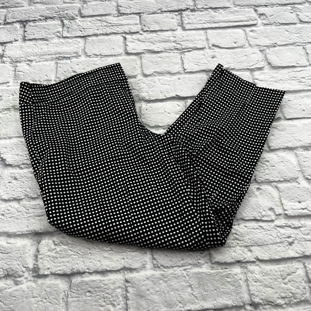 Talbots Petites Signature Black White Polka Dot Cropped Pants 10P Casual